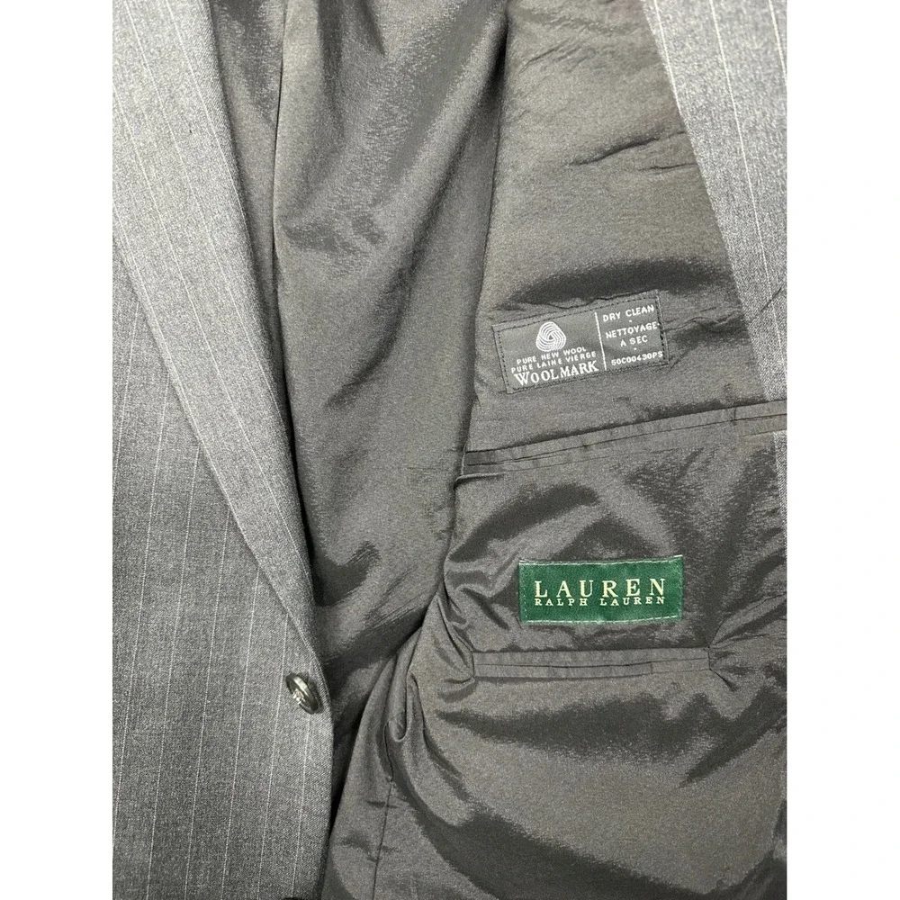 Ralph Lauren Men's Classic Pinstripe Wool Gray Two Button Suit‎ Jacket Size 46R